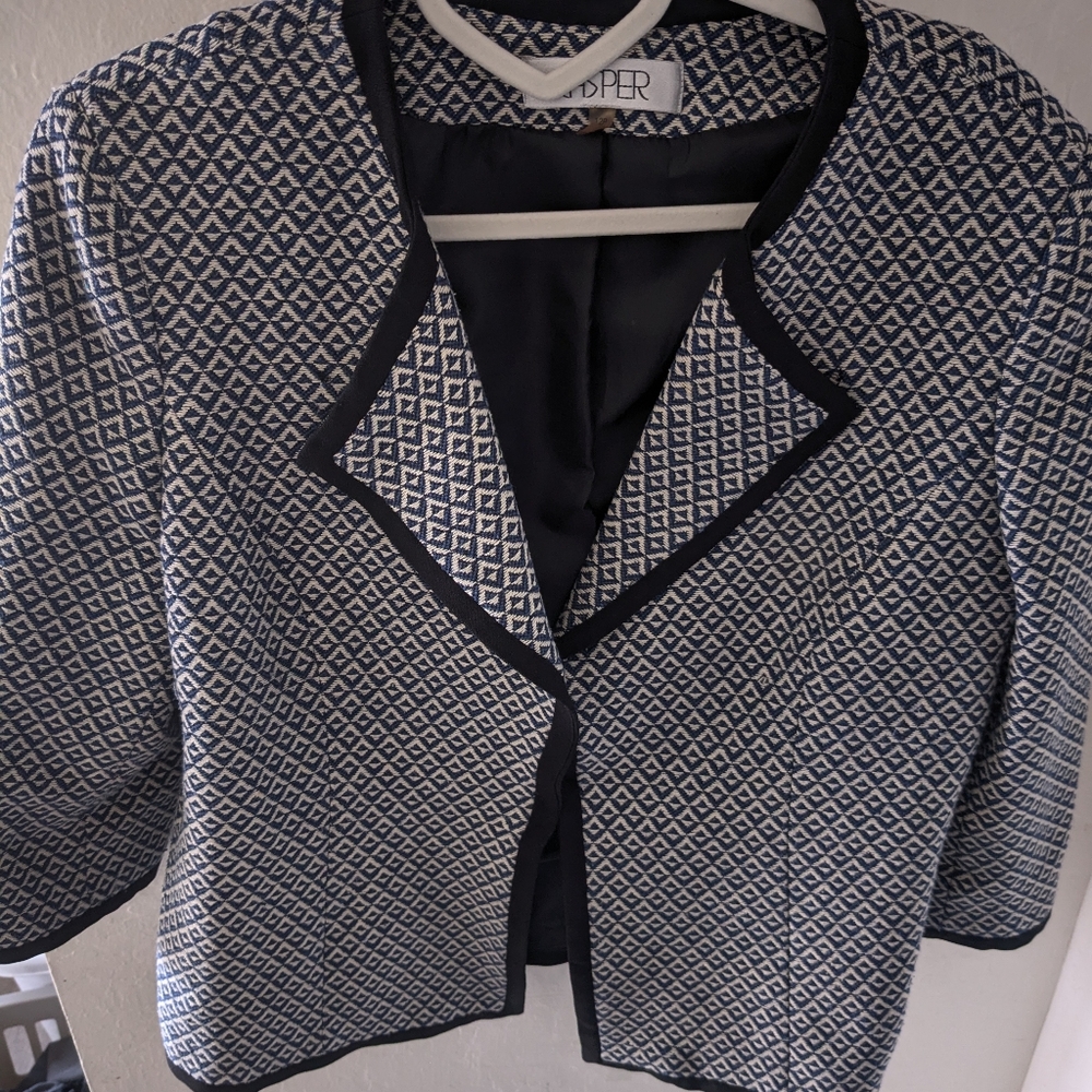 Navy and White Women's Jacket